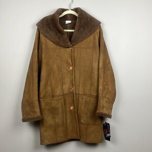 NWT Dominic Bellissimo‎ Brown Reversible Lambskin Shearling Coat SZ 8